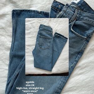Agolde High-Rise Denim Jeans in Classic Blue